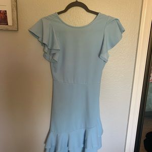 Florens Women’s V back in slave Layered Ruffle Hem Flutter Sleeve Dress